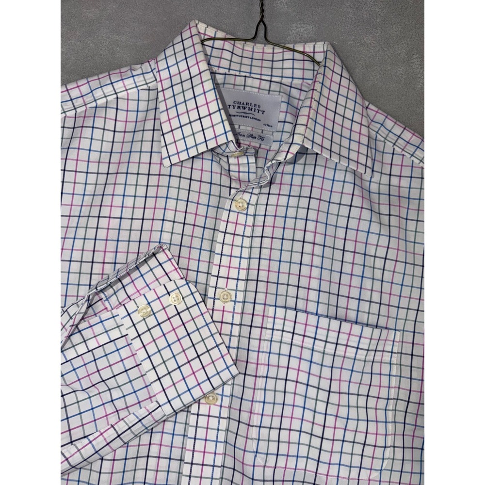 Charles Tyrwhitt Mens 16X38 Slim Fit Non Iron Tattersall Check Dress Shirt 41/96